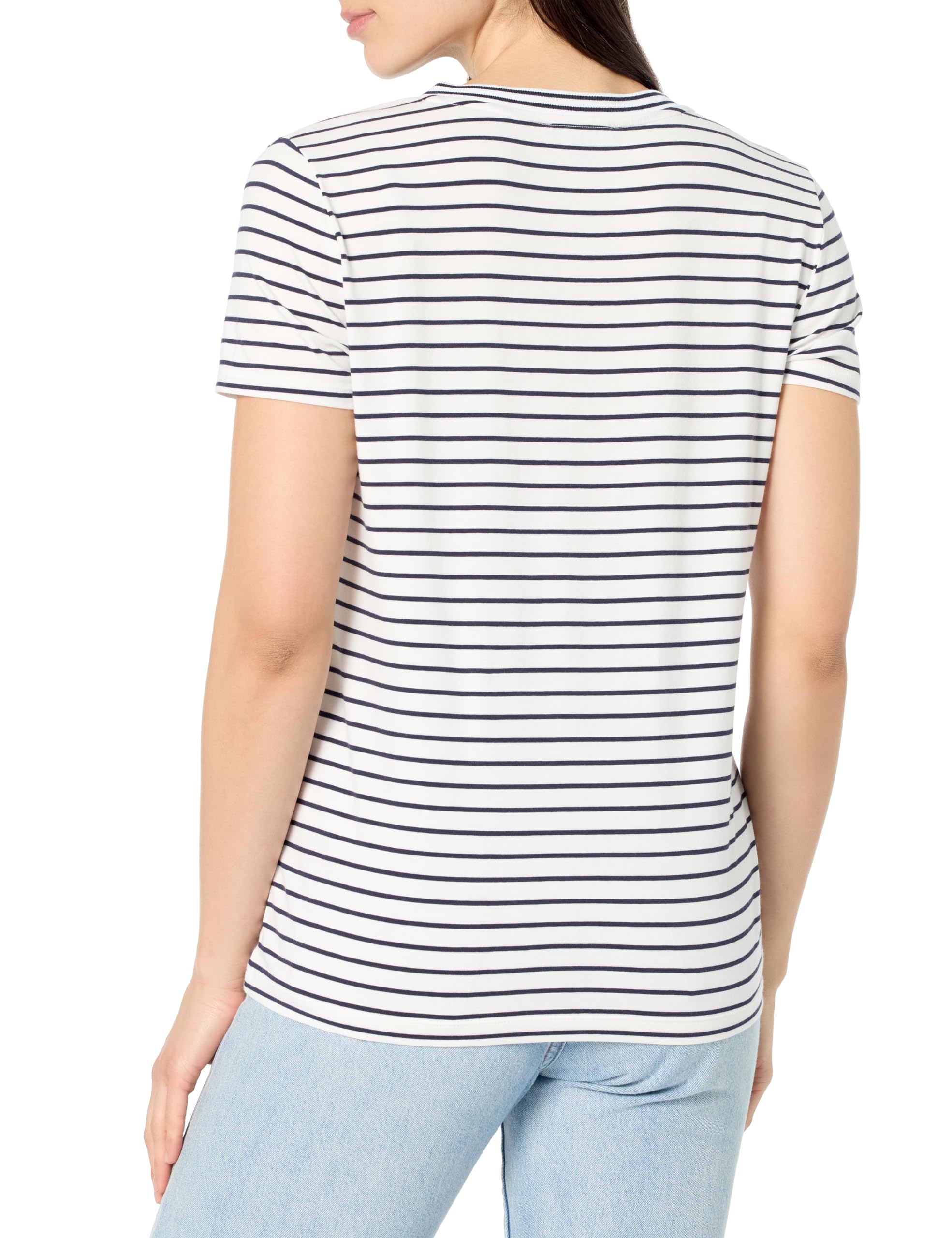 Nautica Jeans Women's V-Neck T-Shirt, Bright White/Night Sky, M