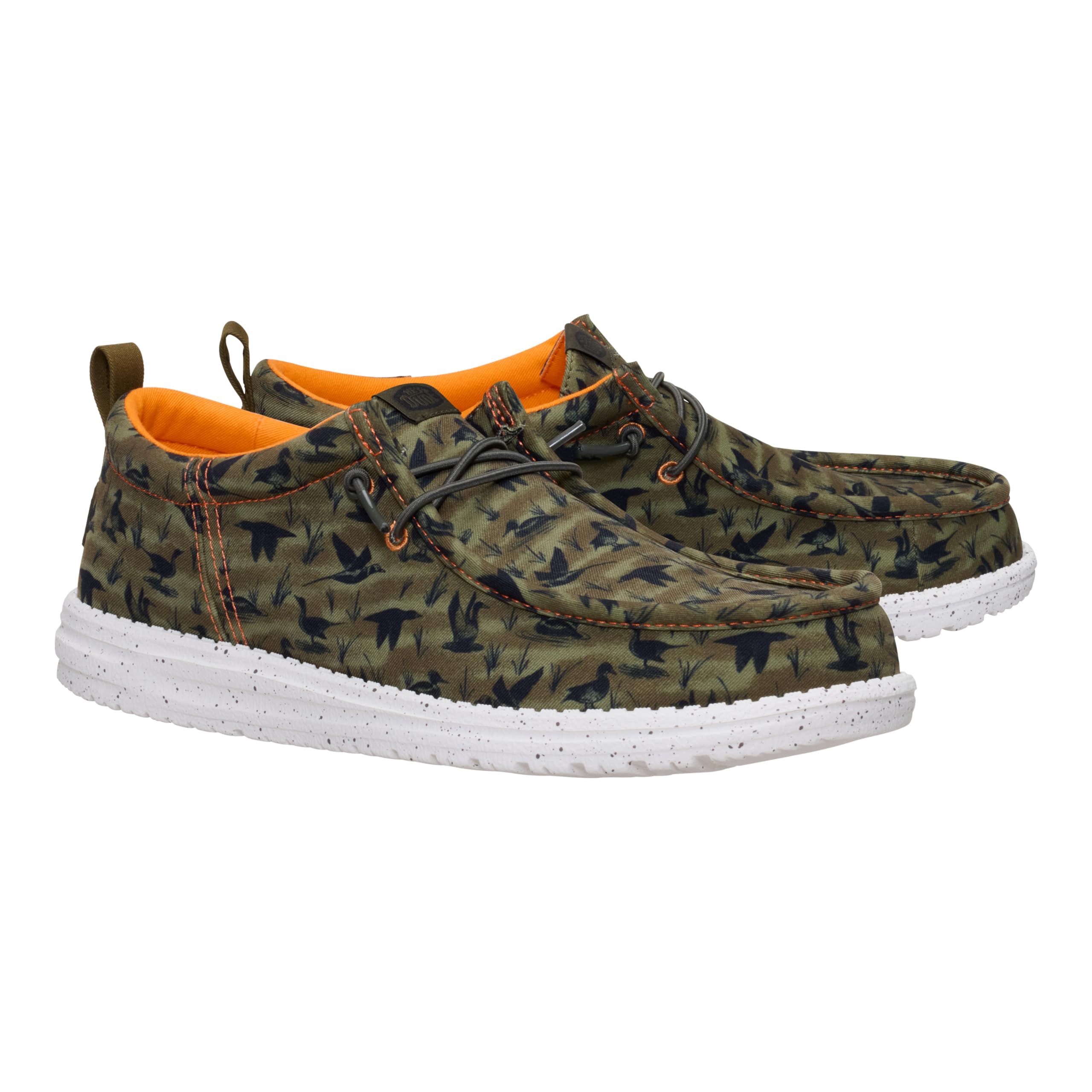 HEYDUDE Wally Funk Duck Print Dark Olive/Multi 11, Mens Shoes, Slip-on Loafers, Comfortable & Light-Weight