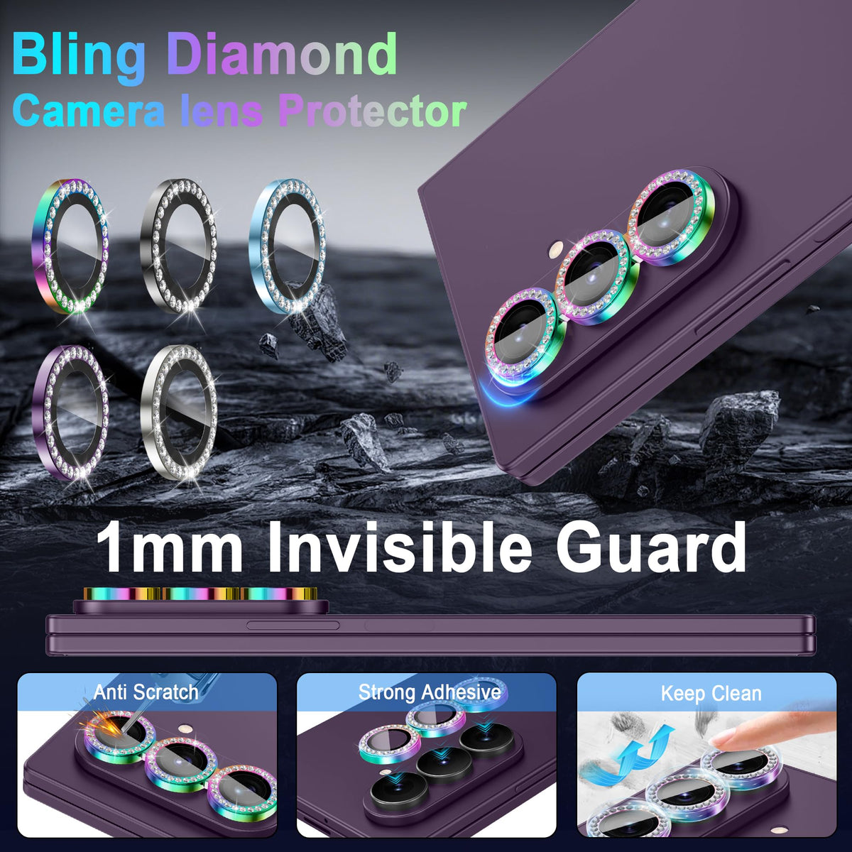Casetego for Galaxy Z Fold 8 Ultra Camera Lens Protector,9H Hardness,Scratch Resistant,Ultra-thin Tempered Glass,Metal Individual Camera Cover for Samsung Galaxy Z Fold 8 Ultra,Case Friendly,Shiny Colorful