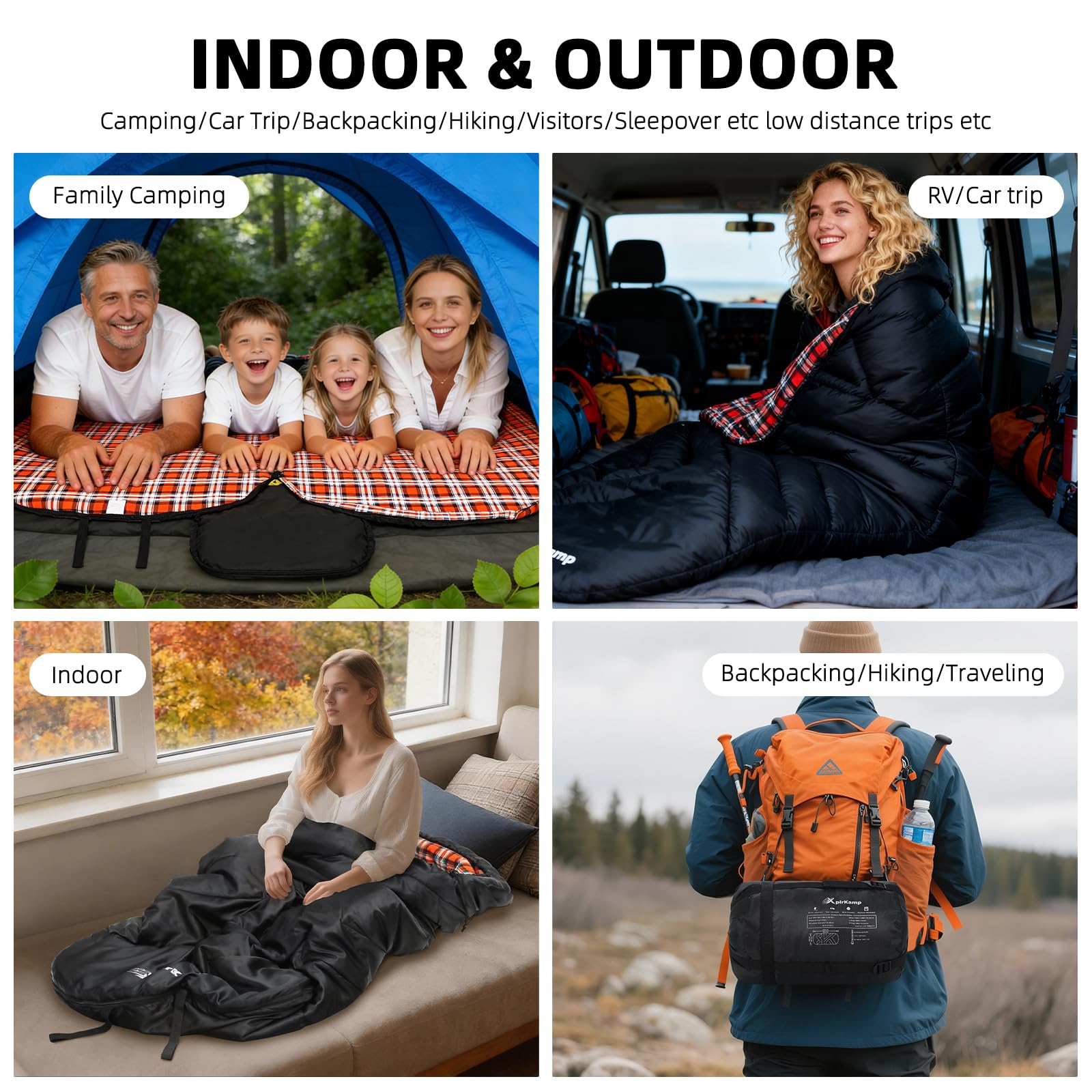 Cotton Flannel Sleeping Bag for Adults,4 Season Extra Wide Big&Tall XXL Portable Sleeping Bags for Warm Cold Weather Winter,Camping SleepingBag with Compression Sack,Hiking Backpacking,Indoor Outdoor