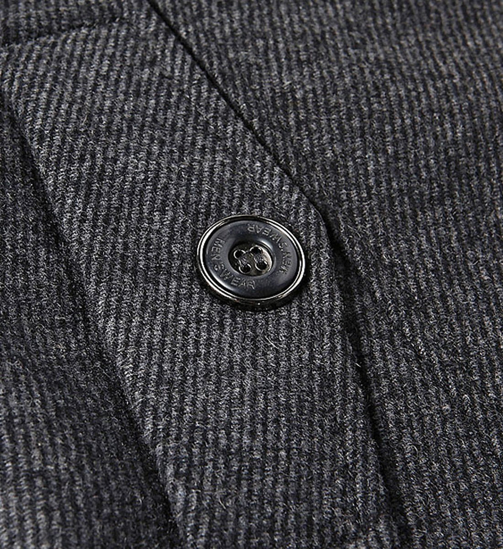 chouyatou Men's Winter Stylish Wool Blend Single Breasted Military Peacoat (Small, Gray)