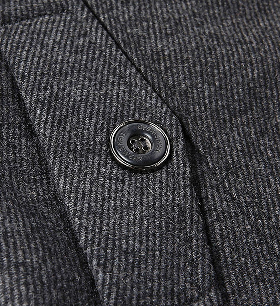 chouyatou Men's Winter Stylish Wool Blend Single Breasted Military Peacoat (Small, Gray)