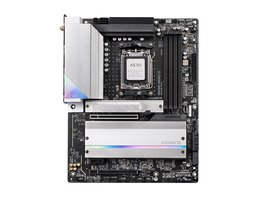 GIGABYTE B650 AERO G AMD AM5 ATX Motherboard, Support Ryzen 9000/8000/7000 Series, DDR5, Twin 16 Power Phase, DDR5, PCIe 5.0 M.2, USB-C 3.2 Gen 2, WIFI6E, 2.5GbE, EZ-Latch, Q-Flash, VisionLINK