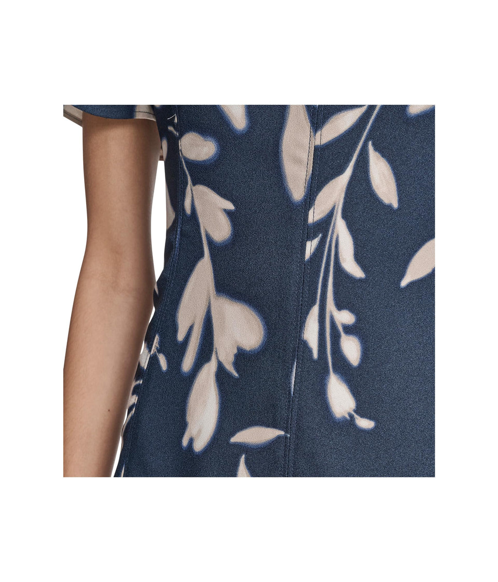 Calvin Klein Women's Flutter Sleeve Floral Midi Indigo Cashew 2