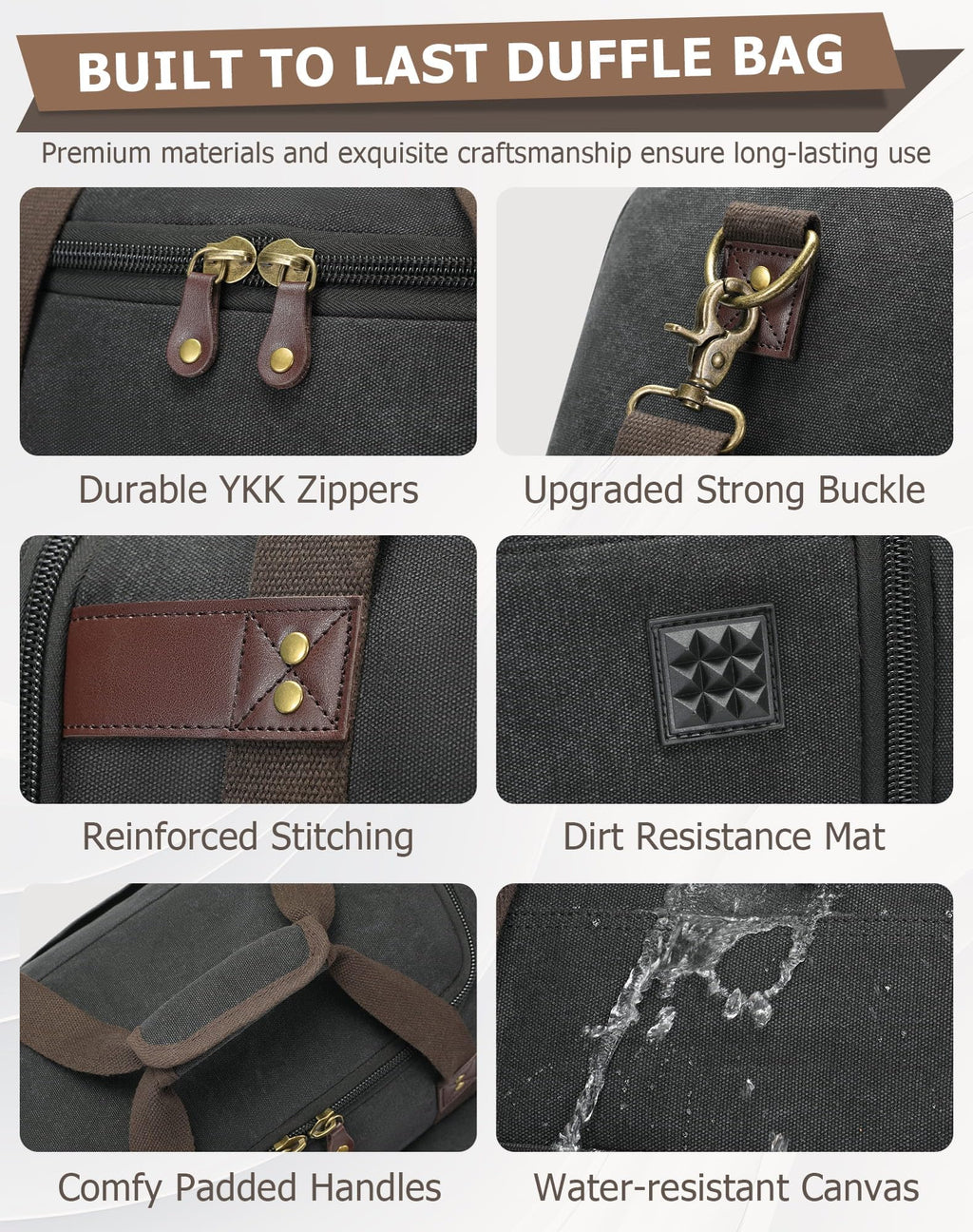 HNCTINNO Duffle Bag for Travel, 50L Carry On Duffle Bag for Airplanes, Canvas Overnight Weekender Bag for Men and Women