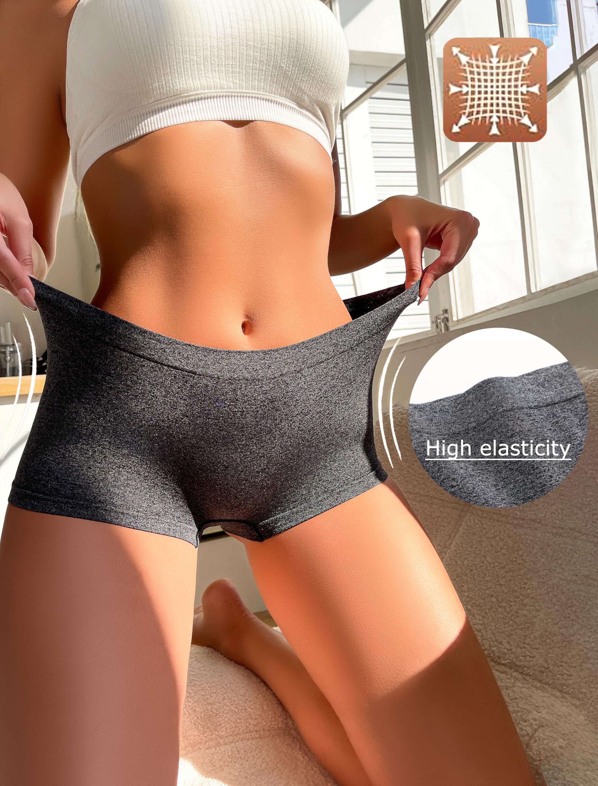 Sth Big Womens Boyshorts Underwear Seamless Boxer Briefs Full Coverage Soft Stretch Boxer Shorts For Women 4 Pack