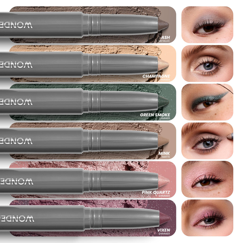 Wonderskin IYKYK Eyeshadow Stick - Longwear Eye Shadow Sticks, Budge-Proof & Waterproof Shimmer Eyeshadow Stick with Built-in Sharpener (Vixen)