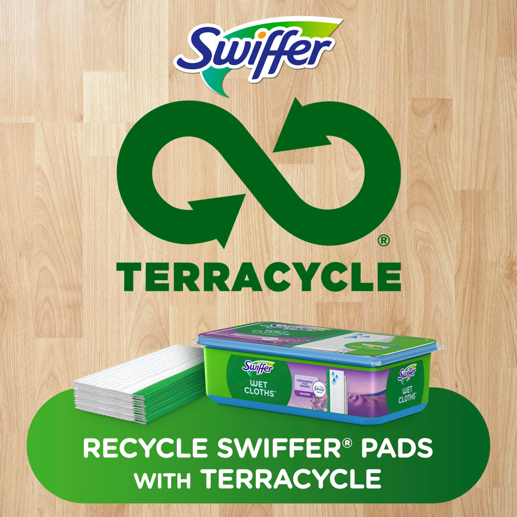 Swiffer Sweep + Mop, Wet Pads Refill, Floor Cleaner for Dirt, Dust, Hair, Cleaning Cloths for Mopping Home, Bathroom, Kitchen, All Purpose Multi-Surface Floor Wipes, Lavender, 12ct