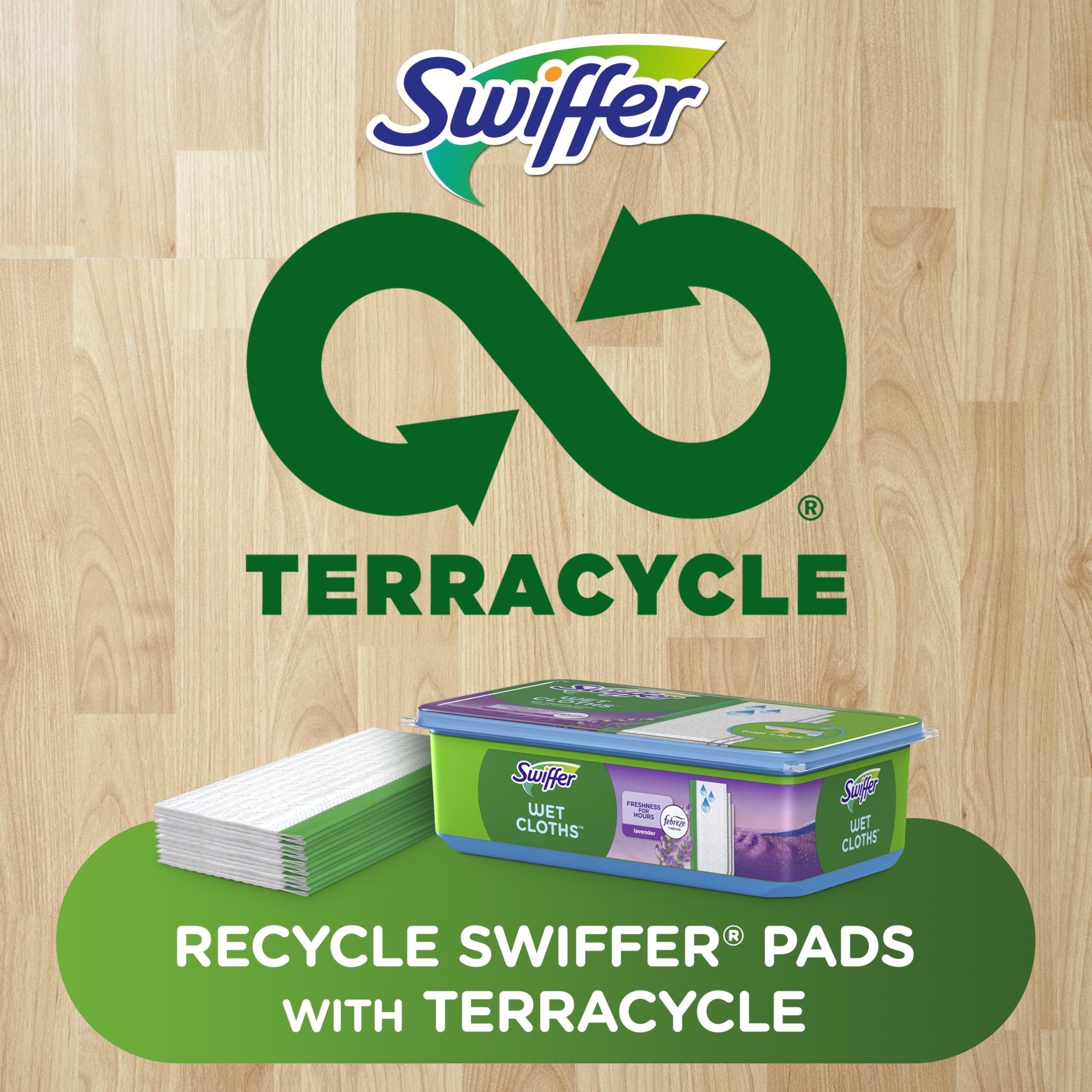 Swiffer Sweep + Mop, Wet Pads Refill, Floor Cleaner for Dirt, Dust, Hair, Cleaning Cloths for Mopping Home, Bathroom, Kitchen, All Purpose Multi-Surface Floor Wipes, Lavender, 12ct