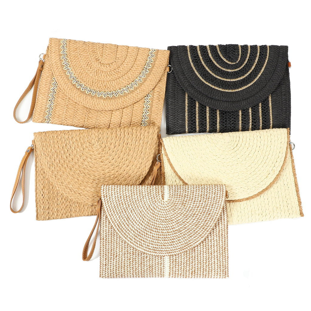 LA CARRIE Beach Bags Straw Purse for Women Shoulder Woven Clutch Envelope Crossbody Bag Handbags for Summer Vacation(Khaki 1)