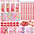 JOYIN 36 Packs Valentine Stationery Kids Gift Set, Classroom Exchange Party Favor for Holiday Reward Prizes - Includes Pencils, Erasers, Stamper, Stickers