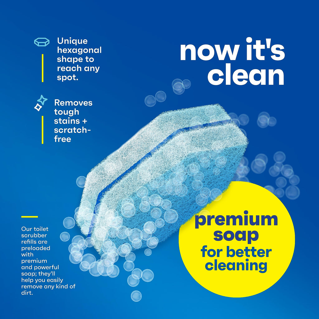 CleanGenius Disposable Prefilled Toilet Cleaning Scrubbers, 60 Count