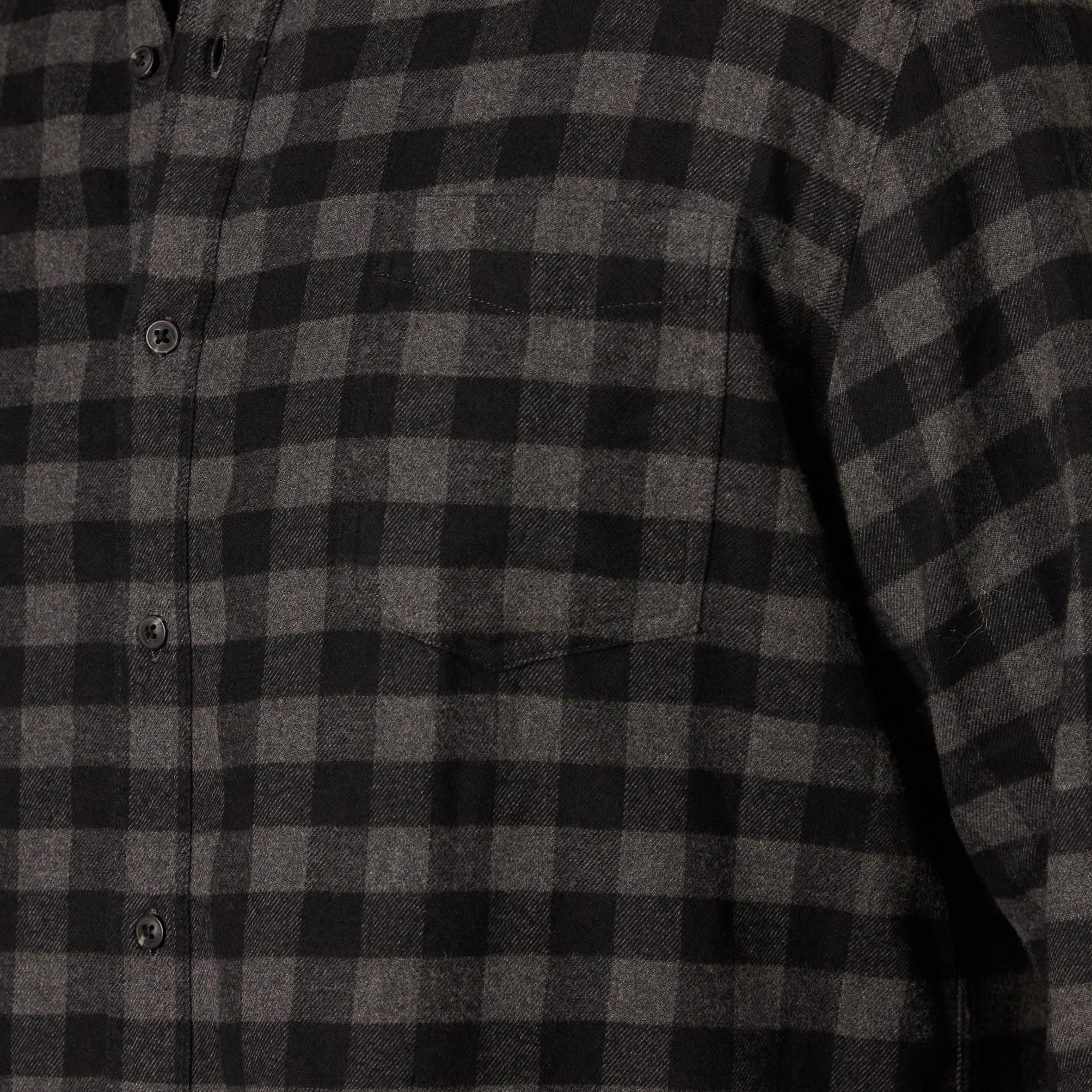 Amazon Essentials Men's Regular-Fit Long-Sleeve Flannel Shirt (Available in Big & Tall), Charcoal Buffalo Plaid, XX-Large