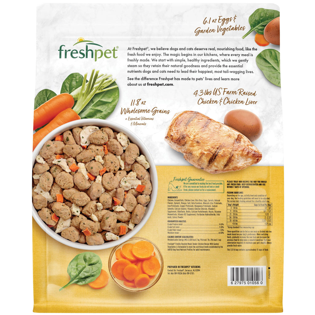 Freshpet Fresh Dog Food, Freshly Roasted Meals, Tender Chicken Recipe, 5.5 lb
