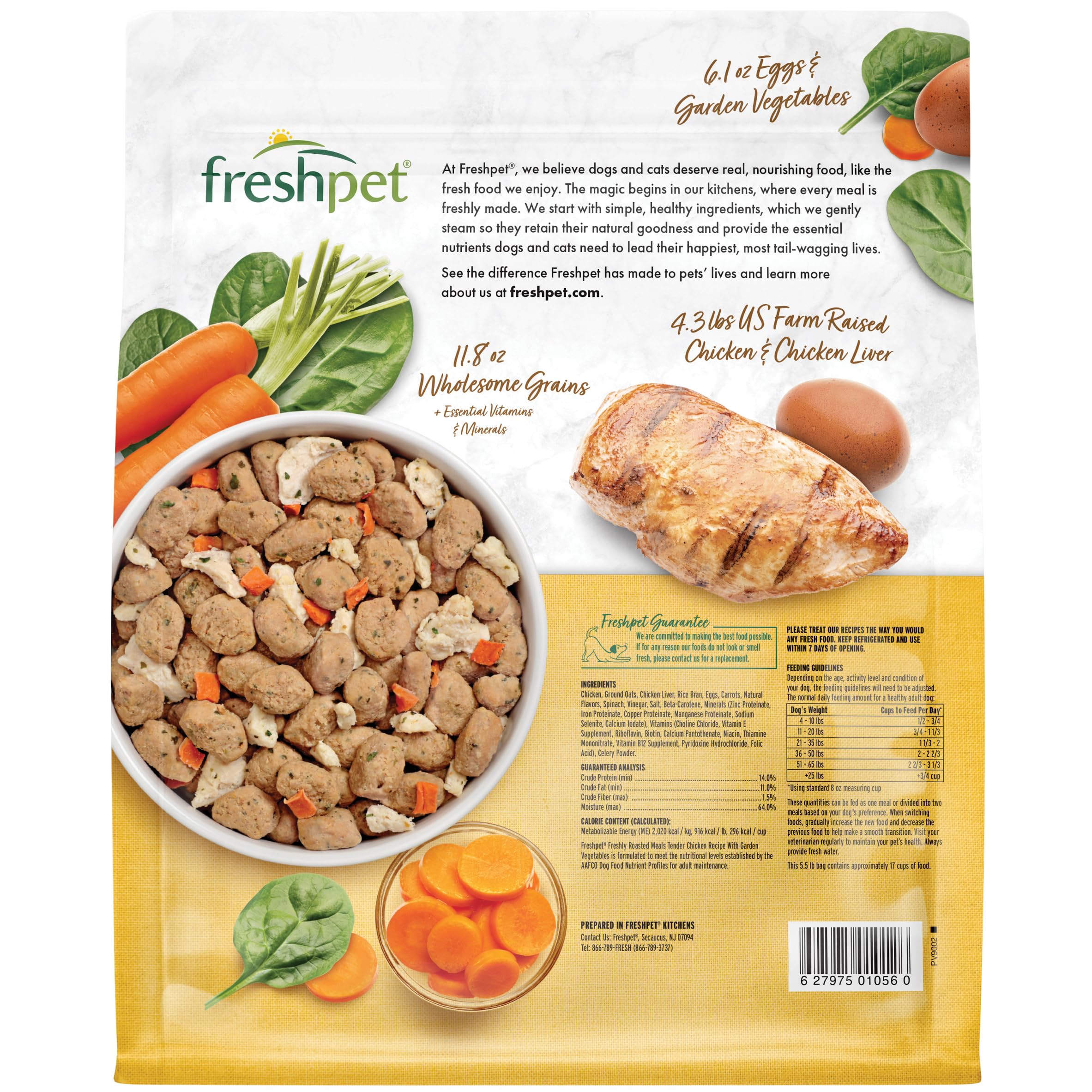 Freshpet Fresh Dog Food, Freshly Roasted Meals, Tender Chicken Recipe, 5.5 lb