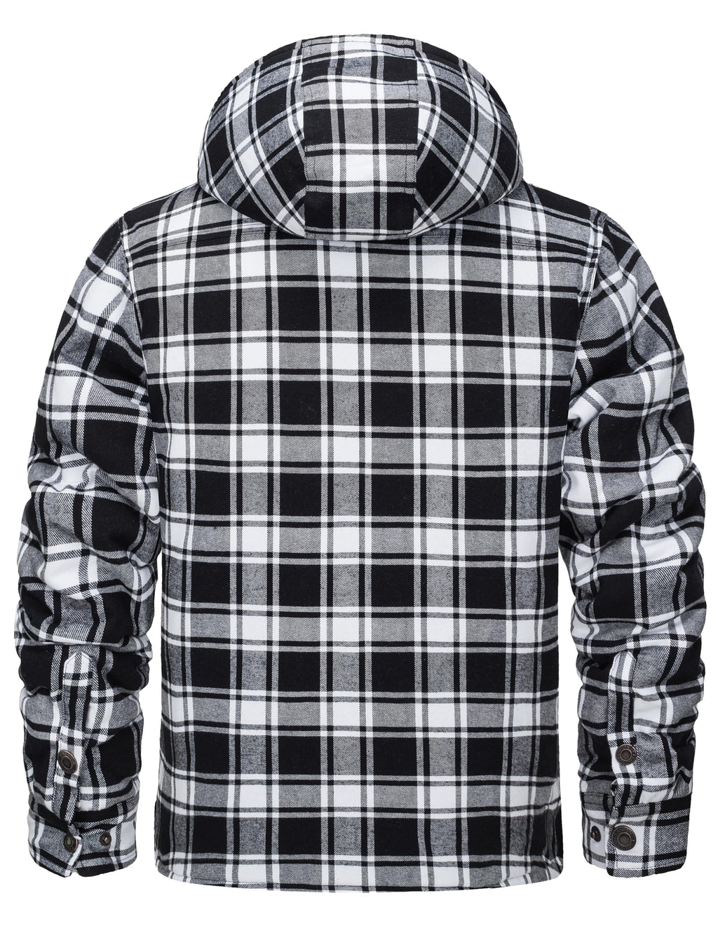 MAGNIVIT Men's Flannel Plaid Jacket Warm Sherpa Lined Fleece Hoodies for Men Thick Jackets Winter Coat BlackWhite