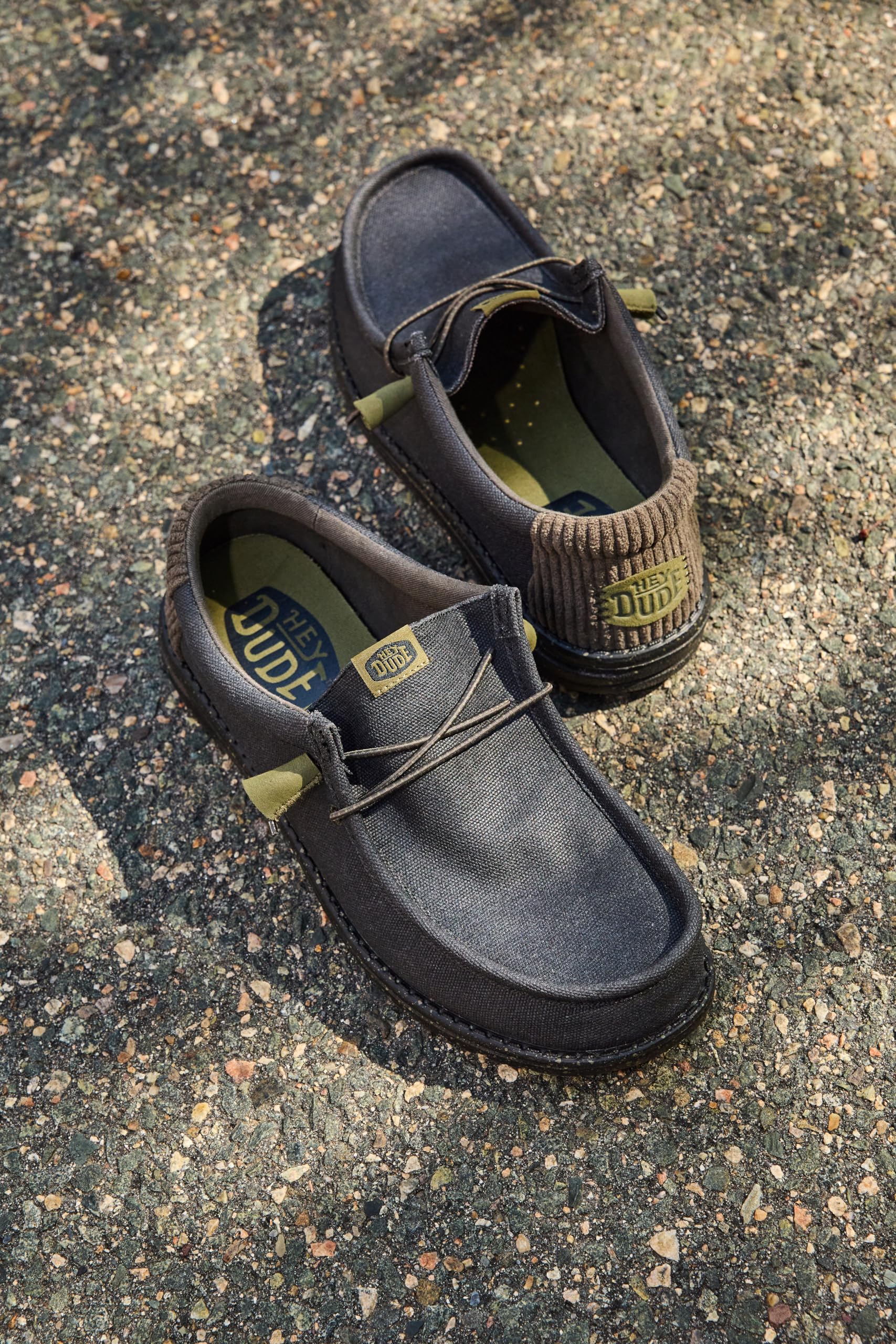 HEYDUDE Wally Waxed Casual Black/Black Size 11, Men’s Shoes, Slip-on Loafers, Comfortable & Light-Weight