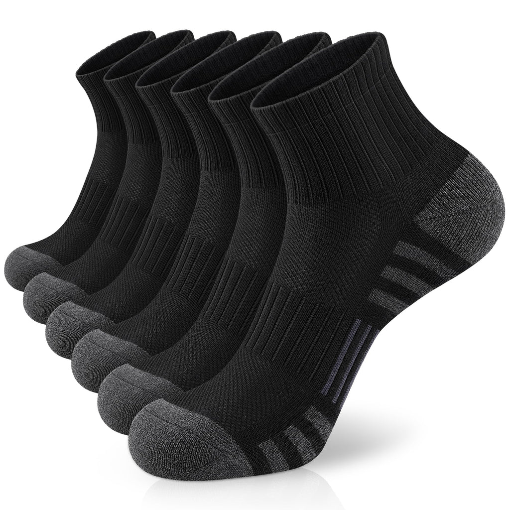 Airacker Athletic Quarter Socks with Cushion Running Ankle Socks for Men Women 6 Pairs