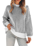 Disamer Womens Sweaters 2026 Fall Clothes Batwing Long Sleeve Striped Knit Pullover Tops Fashion Outfits Oversized Sweater,Pure Black,Large