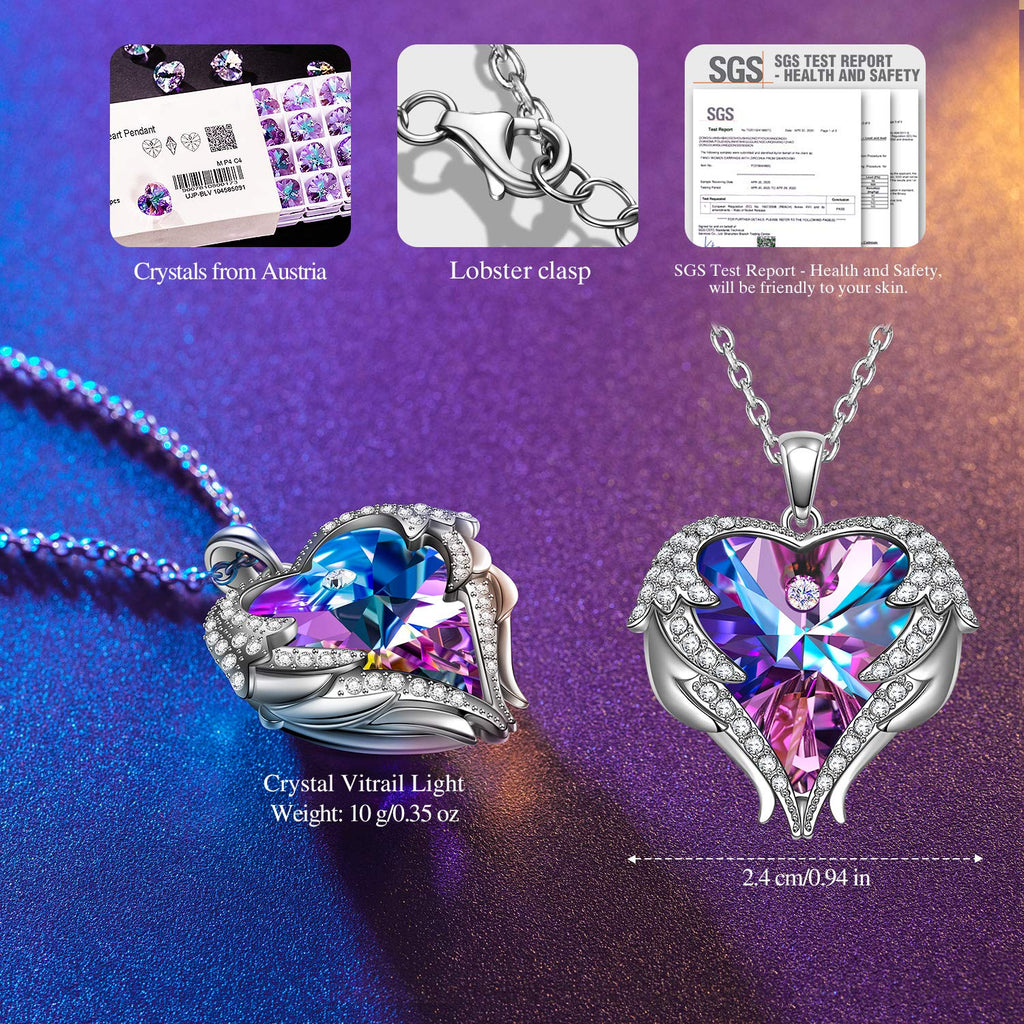 Kate Lynn Angel Wings Heart Necklaces for Women Pendant Necklace, Birthday Gifts for Women Girlfriend Christmas Mothers Day Gifts for Mom Wife Daughter, Anniversary Love Jewelry for Her
