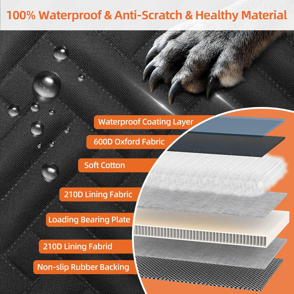 LEHNI Back Seat Extender for Dogs,Hard Bottom Car Seat Cover for Dogs with Mesh Window,Waterproof Backseat Pet Cover Hard Bottom-Dog Car Seat Cover for Back Seat Dog Hammock for Car/SUV