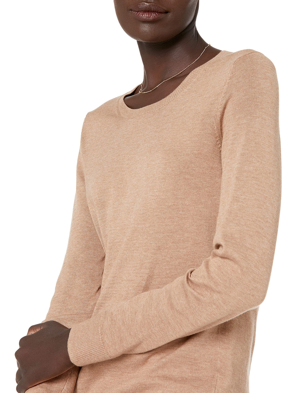 Amazon Essentials Women's Long-Sleeve Lightweight Crewneck Sweater (Available in Plus Size), Camel Heather, Medium