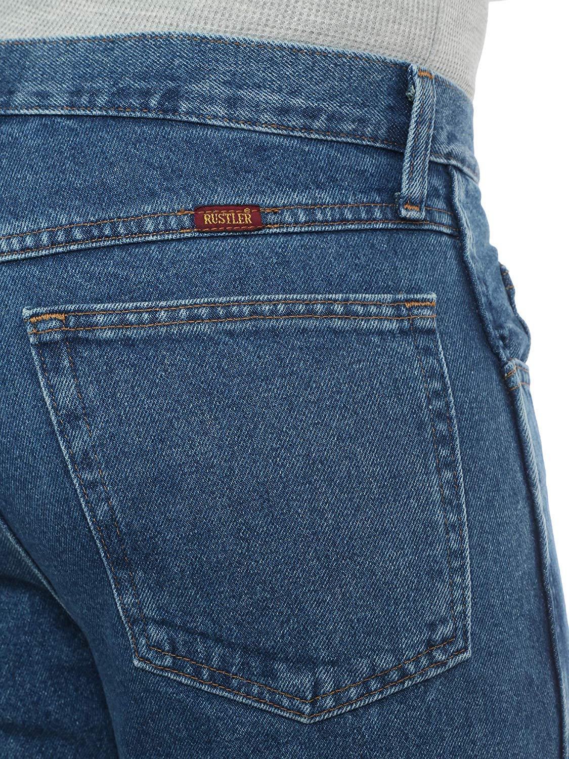 Rustler Classic Men's Relaxed 5 Pocket Jean, Medium Stonewash, 36 X 32