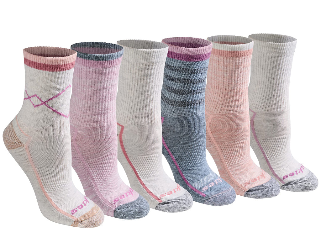 Dickies Women's Dri-Tech Advanced Moisture Wicking Mid-Crew Socks, Available in M-L (6,12 Pairs), Blush Assorted (6 Pairs), Medium