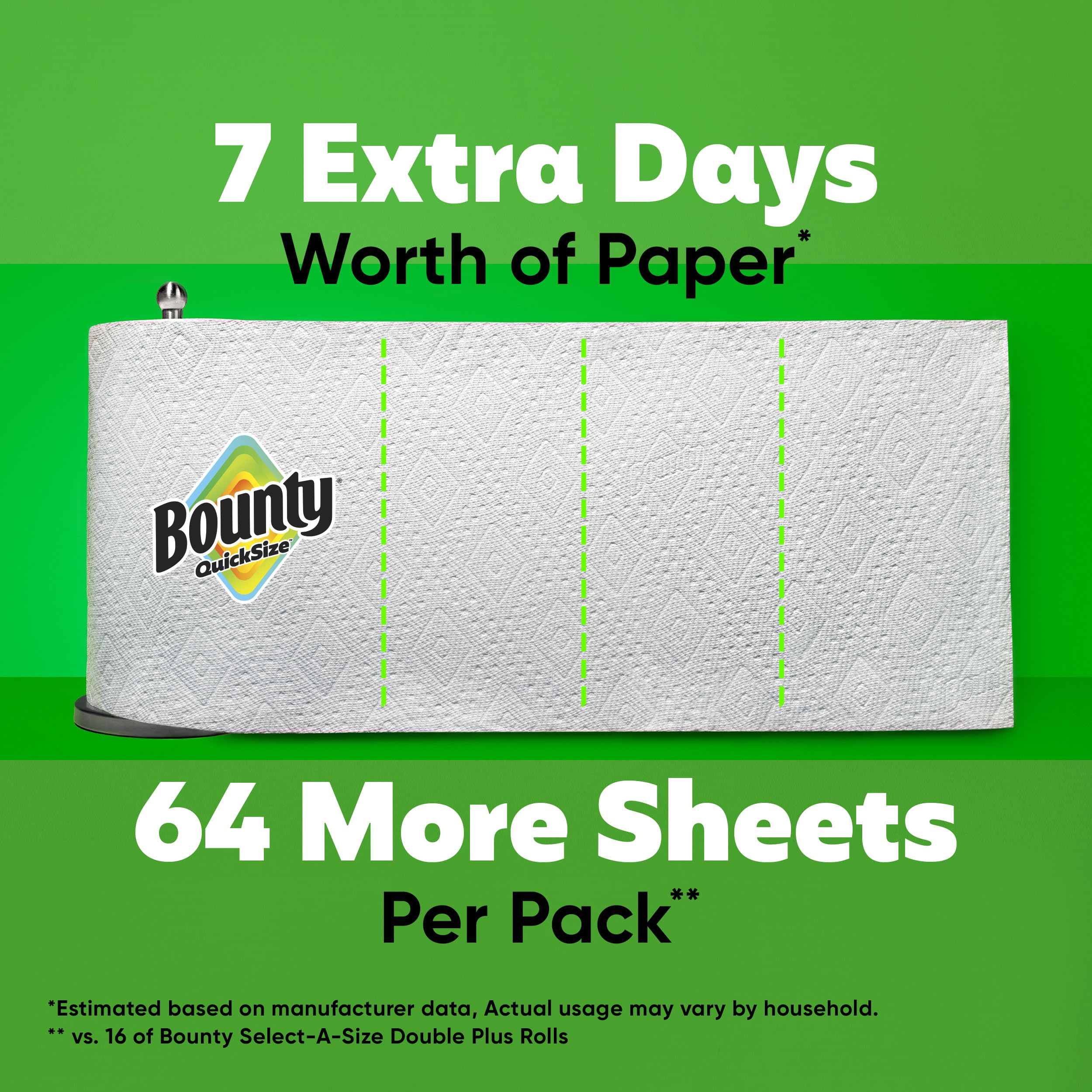 Bounty Paper Towels Quick Size, White, 16 Family Rolls = 40 Regular Rolls