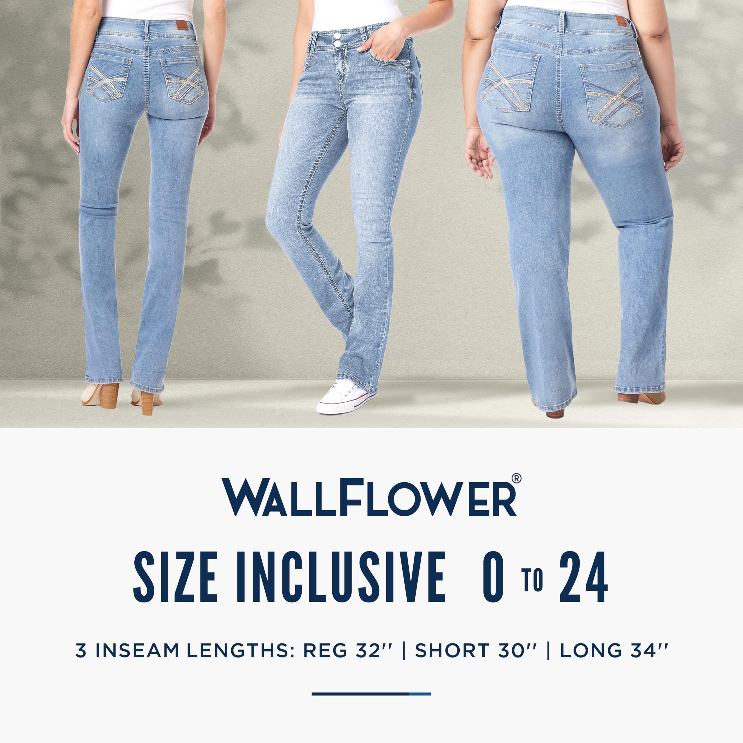 WallFlower Women's InstaStretch Luscious Curvy Bootcut Jeans, Albury, 11