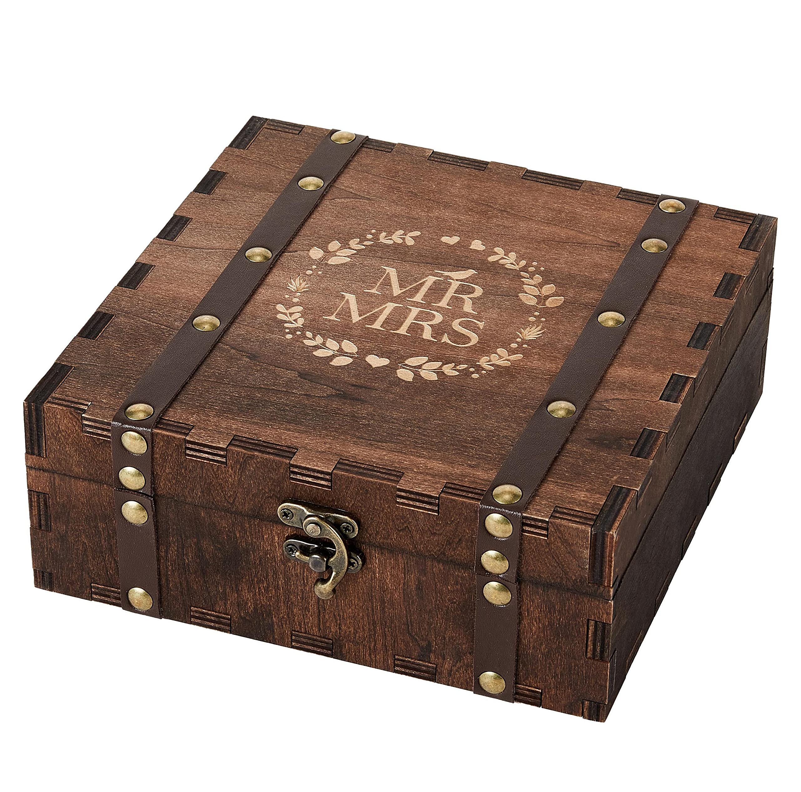 AW BRIDAL Mr and Mrs Wedding Keepsake Box for Couples, Bridal Shower Gifts for Bride to Be, 2026 Engagement Gift for Newly Engaged Couple, Wooden Memory Boxes with Lids