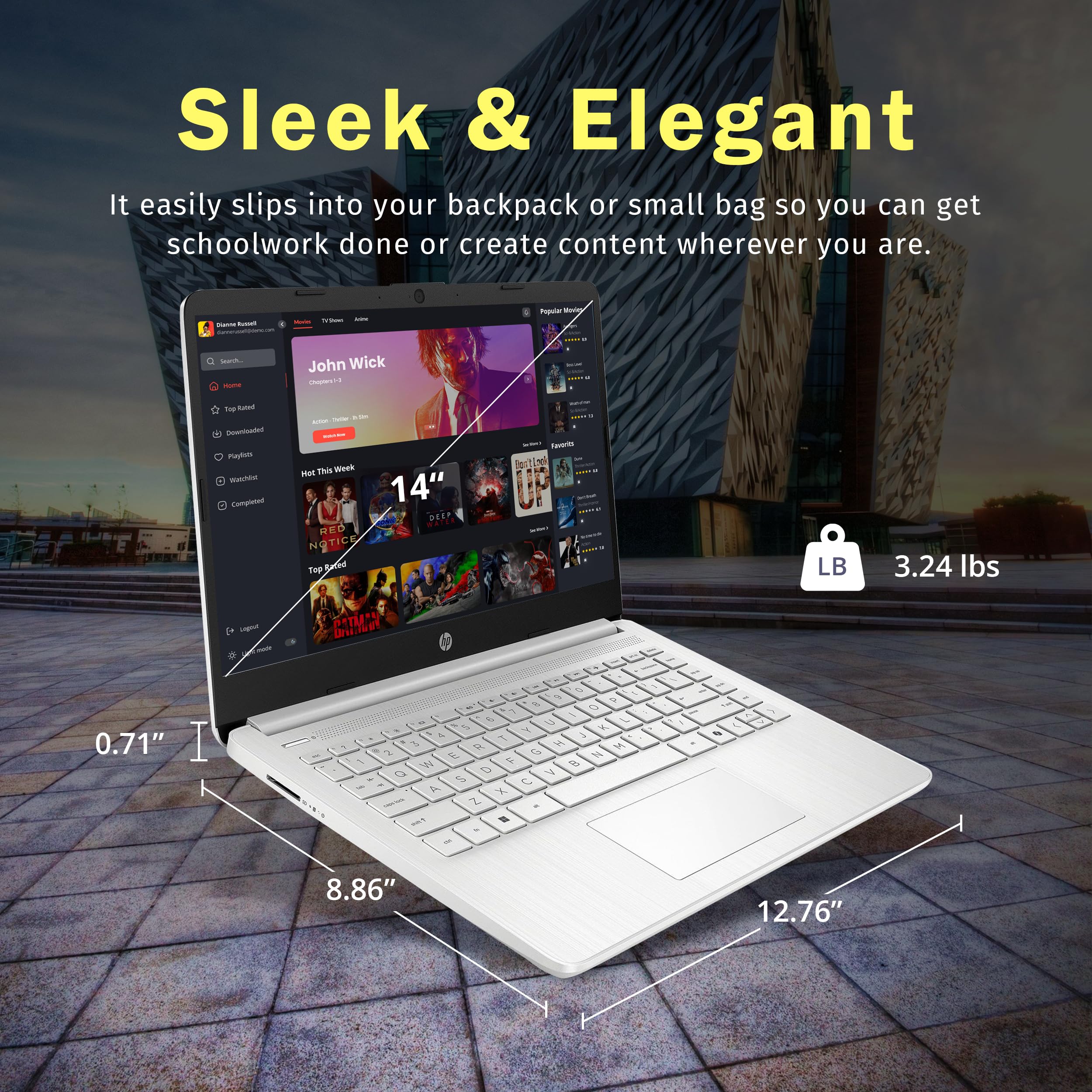 HP Stream 14" HD BrightView Laptop, Intel Celeron N150, 16GB RAM, 288GB Storage (128GB UFS + 160GB Docking Station Set), Intel UHD Graphics, 720p Webcam, Wi-Fi, 1 Year Office 365, Win 11 S, Silver