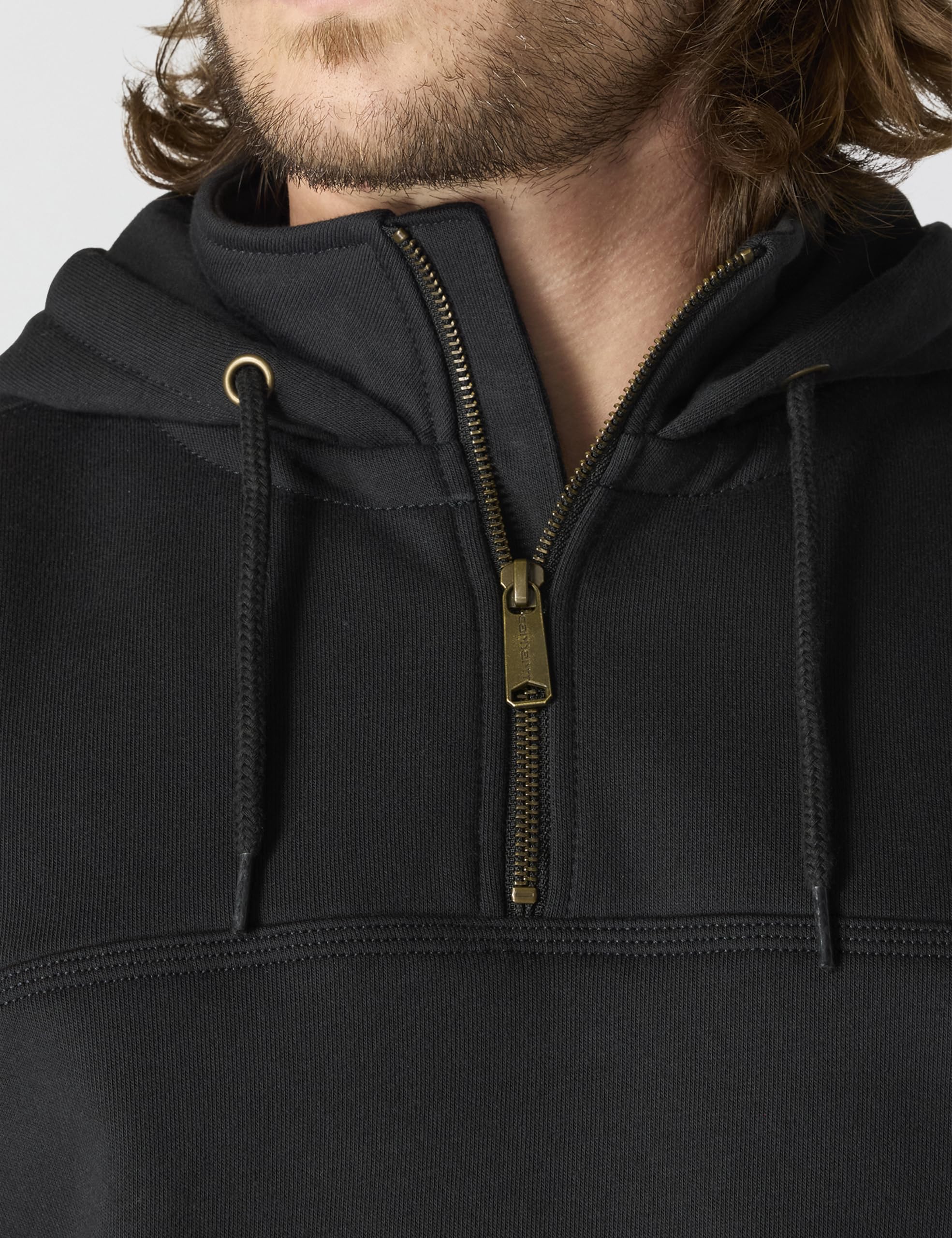 Carhartt Men's Rain Defender Paxton Heavyweight Hooded Zip Mock Neck Sweatshirt,Black,Large