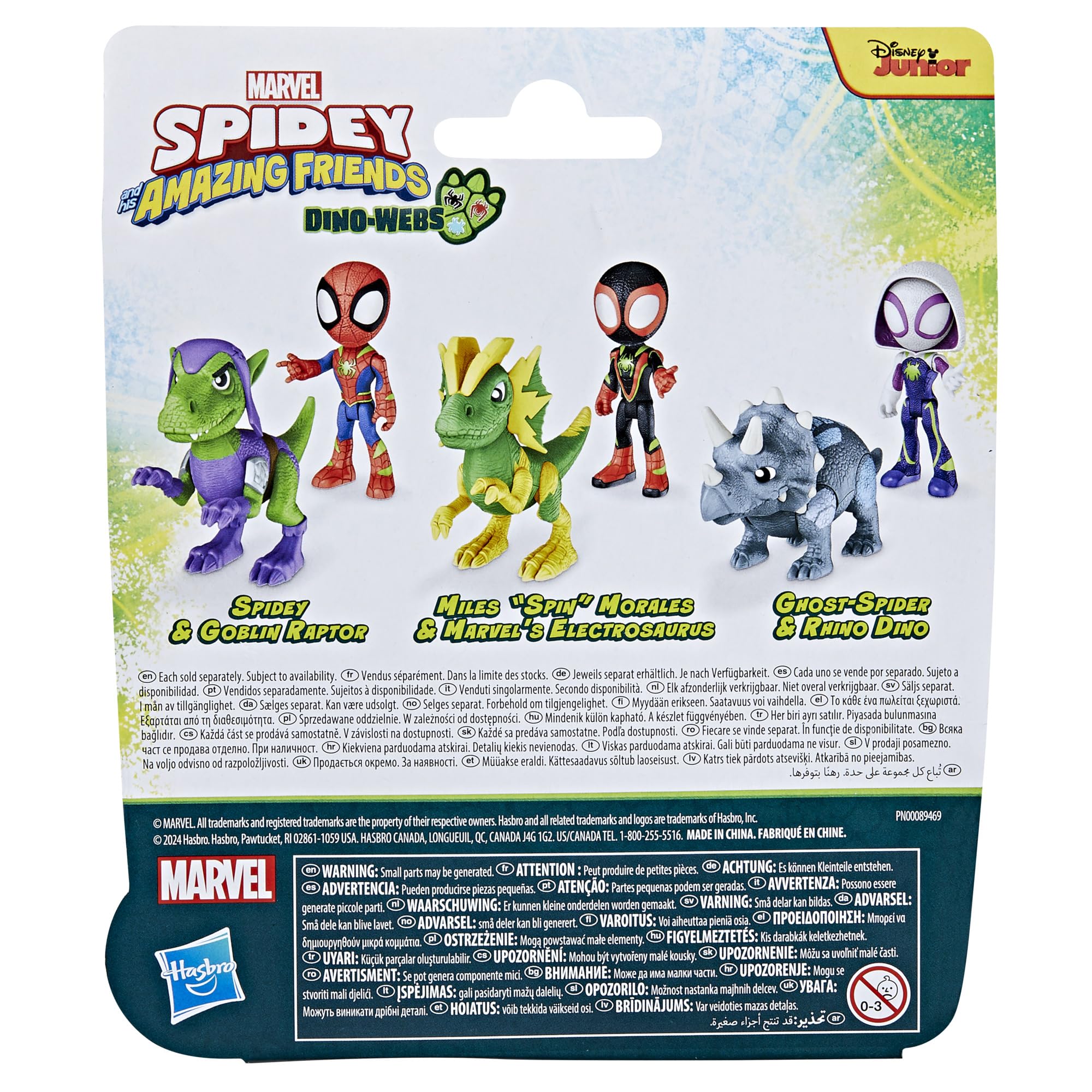 Marvel Spidey and His Amazing Friends Dino-Webs, Spidey and Goblin Raptor Action Figures Set, Super Hero Toys for Boys and Girls Ages 3 and Up