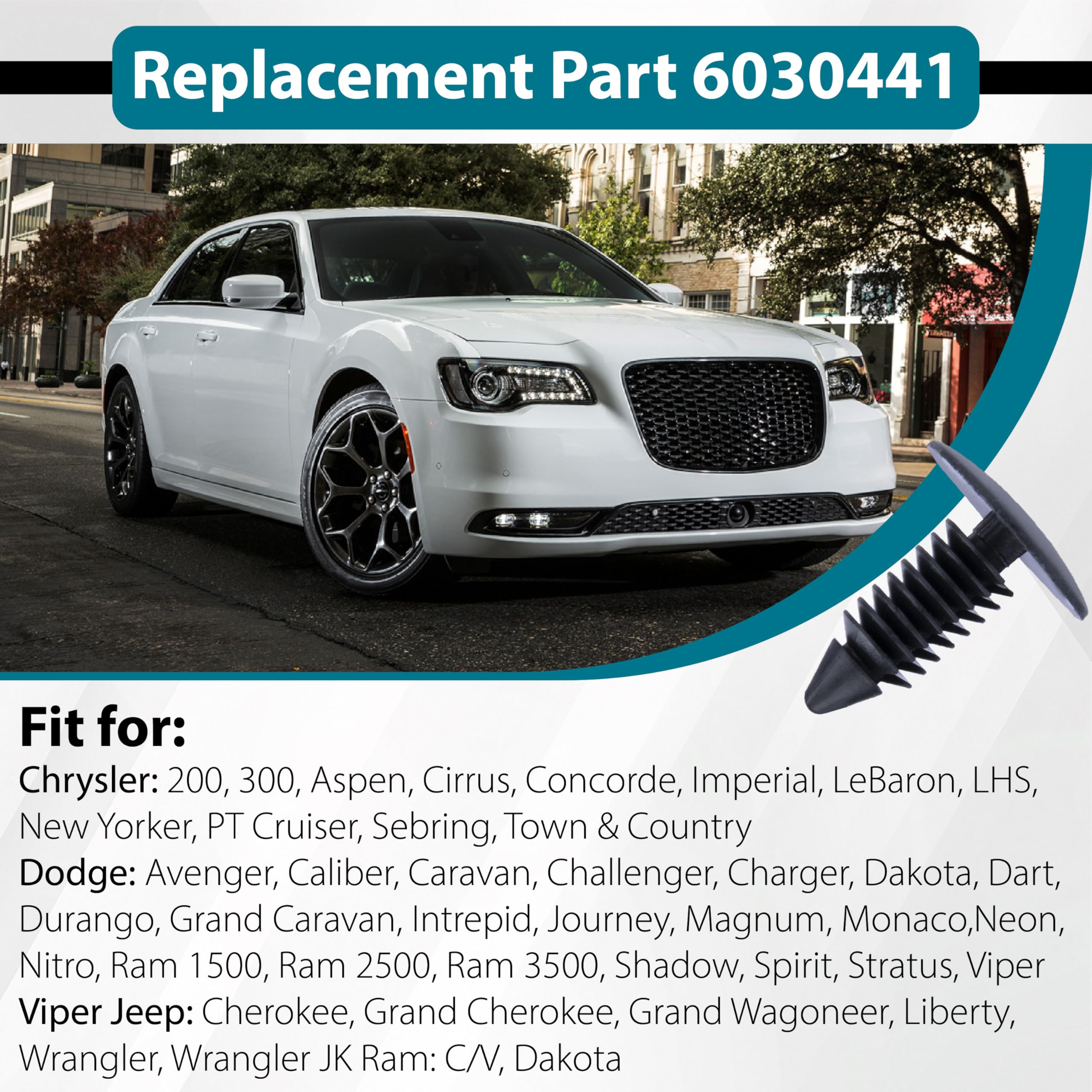 200 PCS Car Plastic Trim Boot Rivets Push Clip Fastener, 8mm Plastic Fender Clips Push Pins, Retainer Clips Automotive Fits for GM 1605396, 1595864 for Chrysler 6030441 for Ford 388577S, W705589-S300