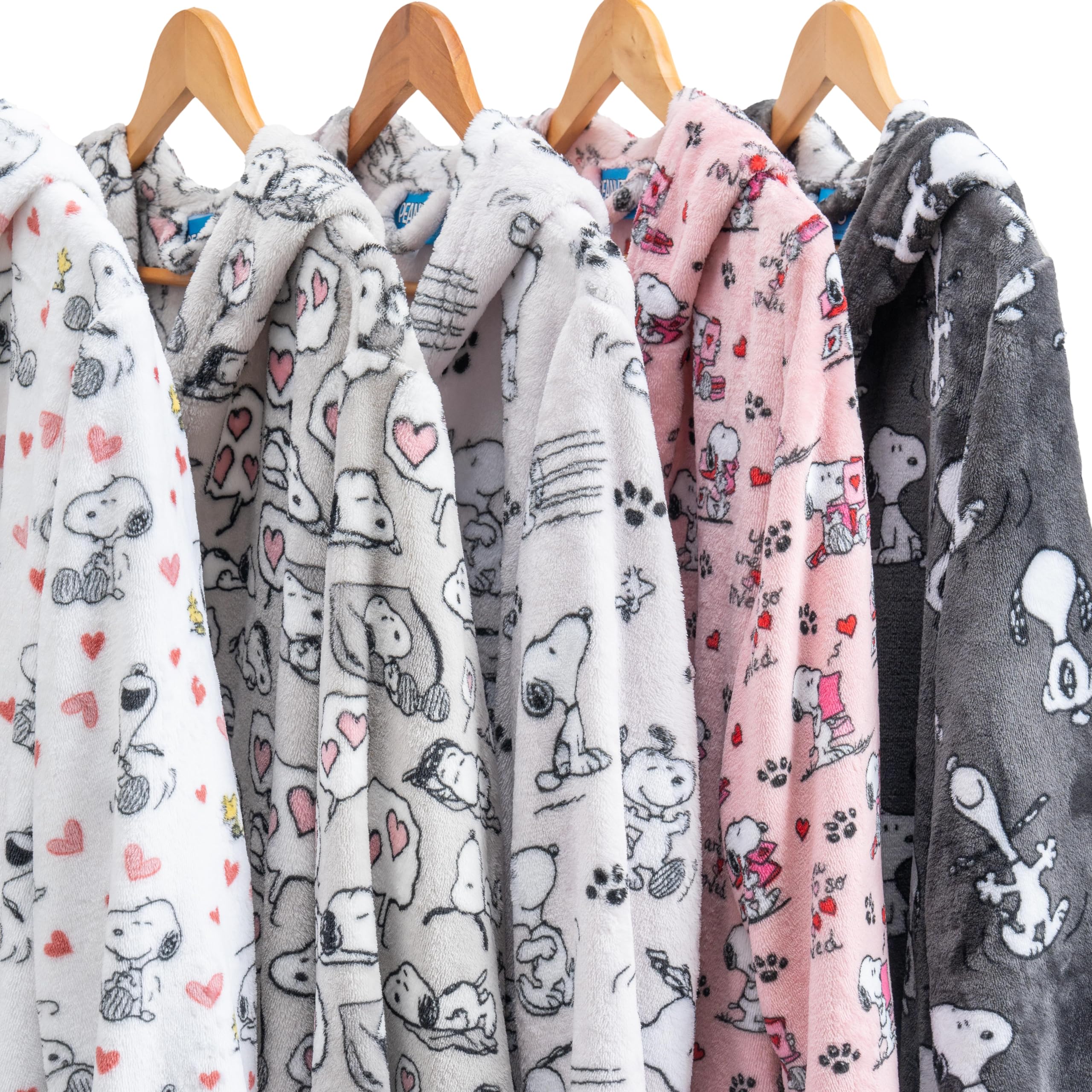 Berkshire Blanket Peanuts® Snoopy VelvetLoft® Soft Lightweight Women Robes, Short Hooded Robe with Pockets, Gifts for Women(Peanuts Poses and Paws Lavender, Medium)