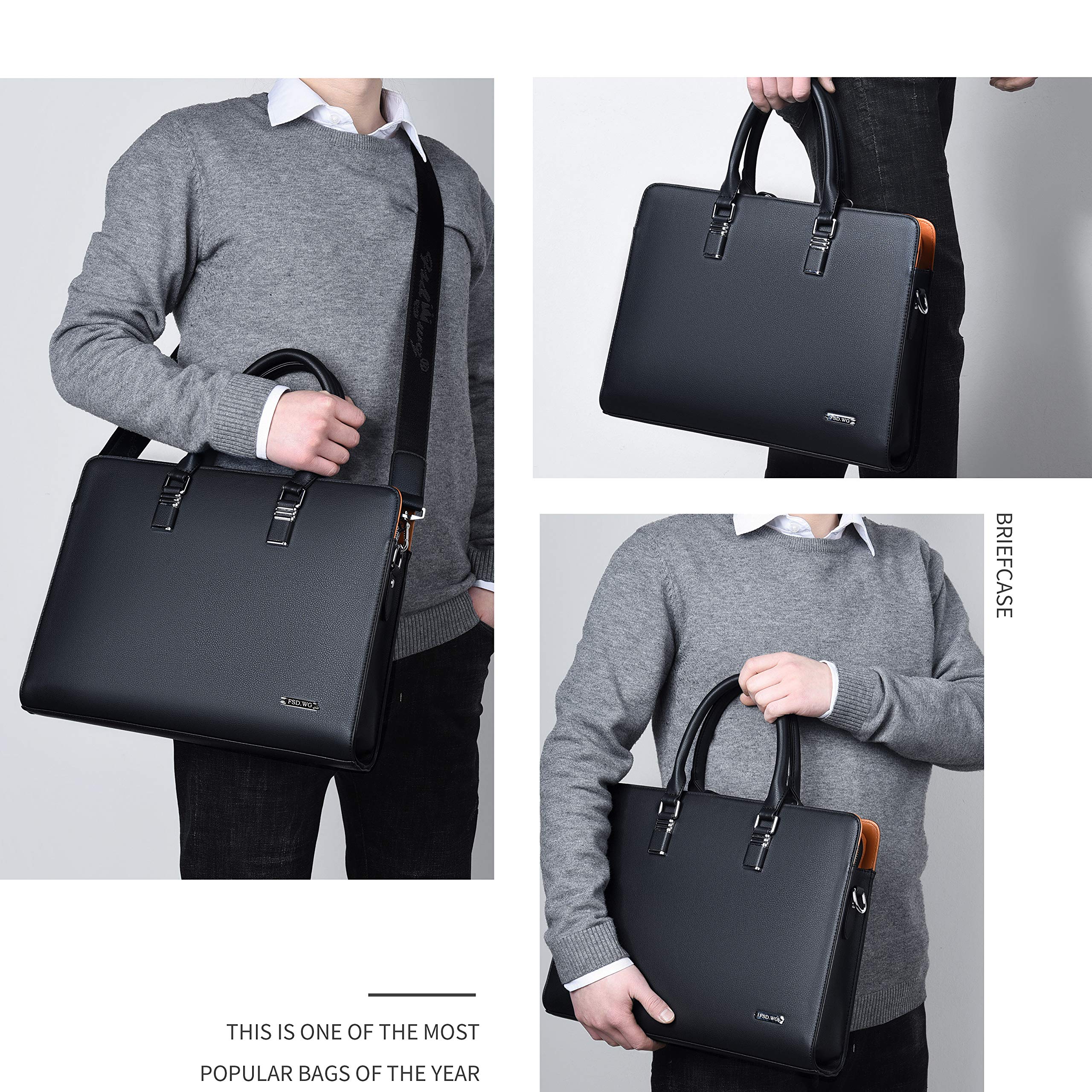 FSD.WG]Business Bag Leather Briefcase Shoulder Laptop Business Bag for Men