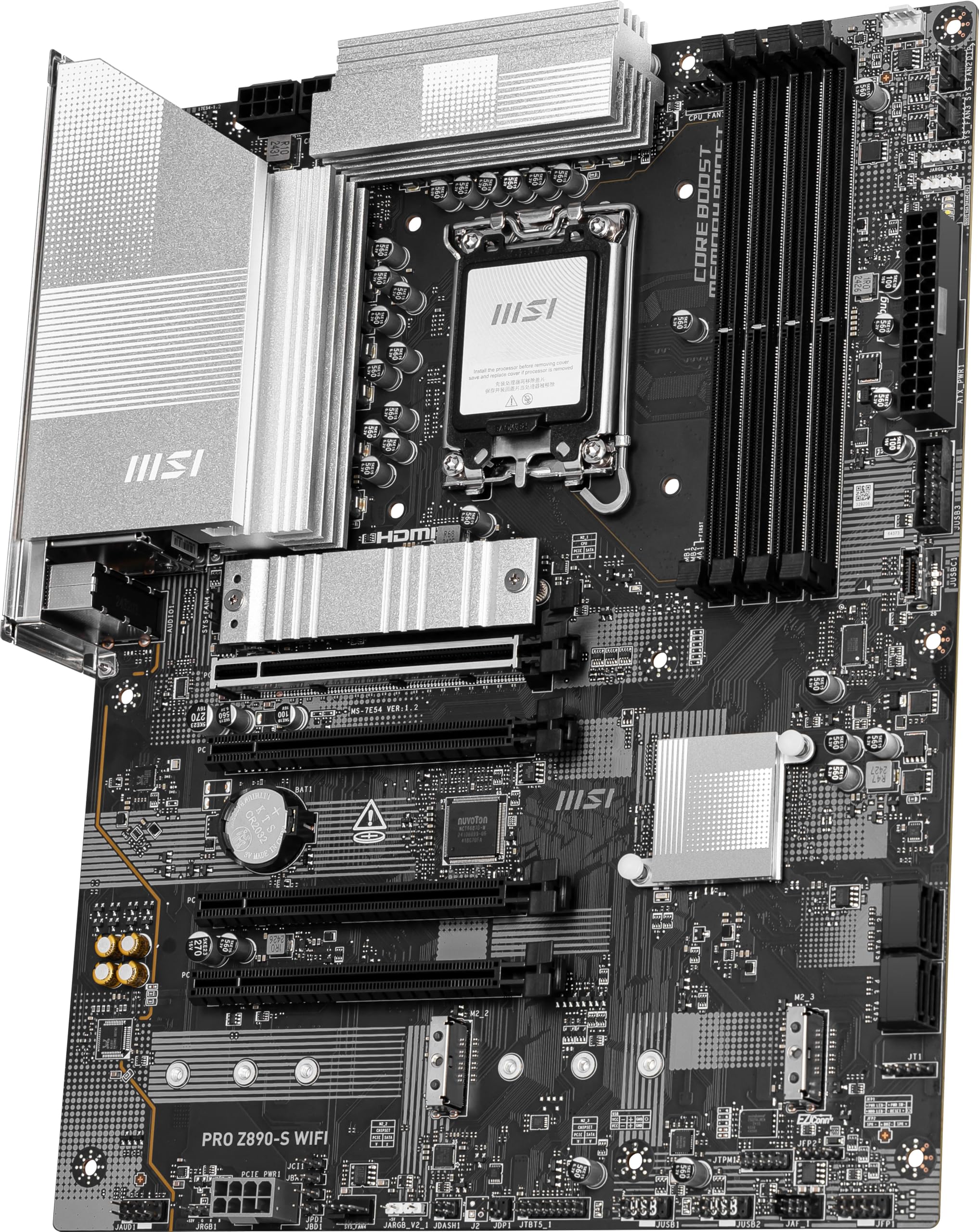 MSI PRO Z890-S WiFi ProSeries Motherboard (Support Core Ultra Series 2 Intel Processors, LGA 1851, DDR5, PCIe 5.0, M.2, SATA, 2.5Gbps LAN, USB Type-C, Wi-Fi 7, Bluetooth 5.4, Thunderbolt 4, ATX)