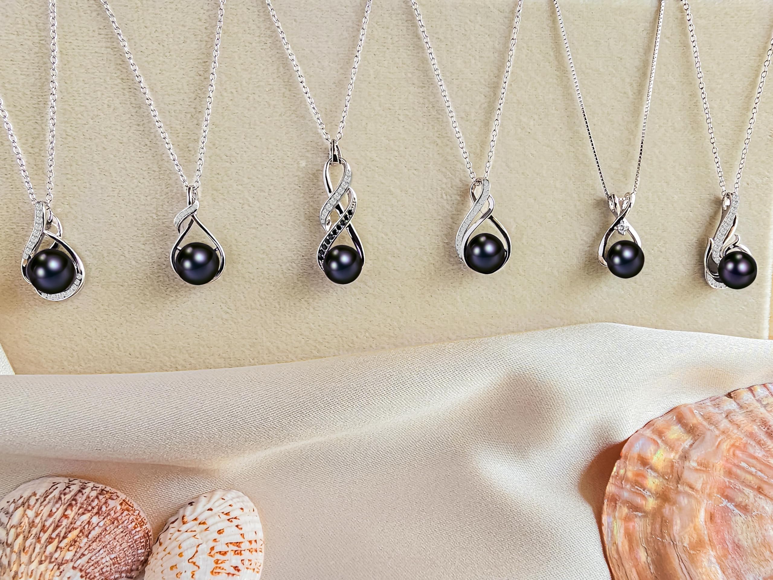 PEARLURA AAA+ 9mm Natural Black pearl necklace for women - Real pearls necklace - Wedding anniversary's gift for wife - ( 925 sterling Silver) cultured necklaces for women - black pearls necklace - christmas gifts for wife - pearl pendant