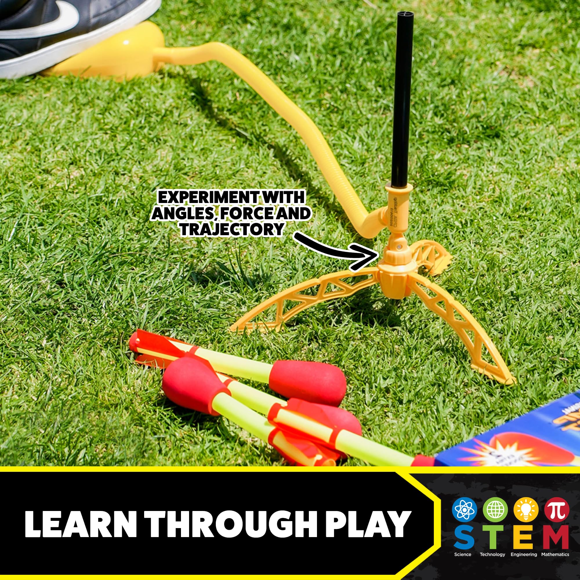 Stomp Rocket Ultra Rocket Launcher for Kids, 6 Rockets - Fun Backyard & Outdoor Kids Toys Gifts for Boys & Girls - High Flying Toy Foam Blaster Set - Multi-Player Adjustable Launch Stand