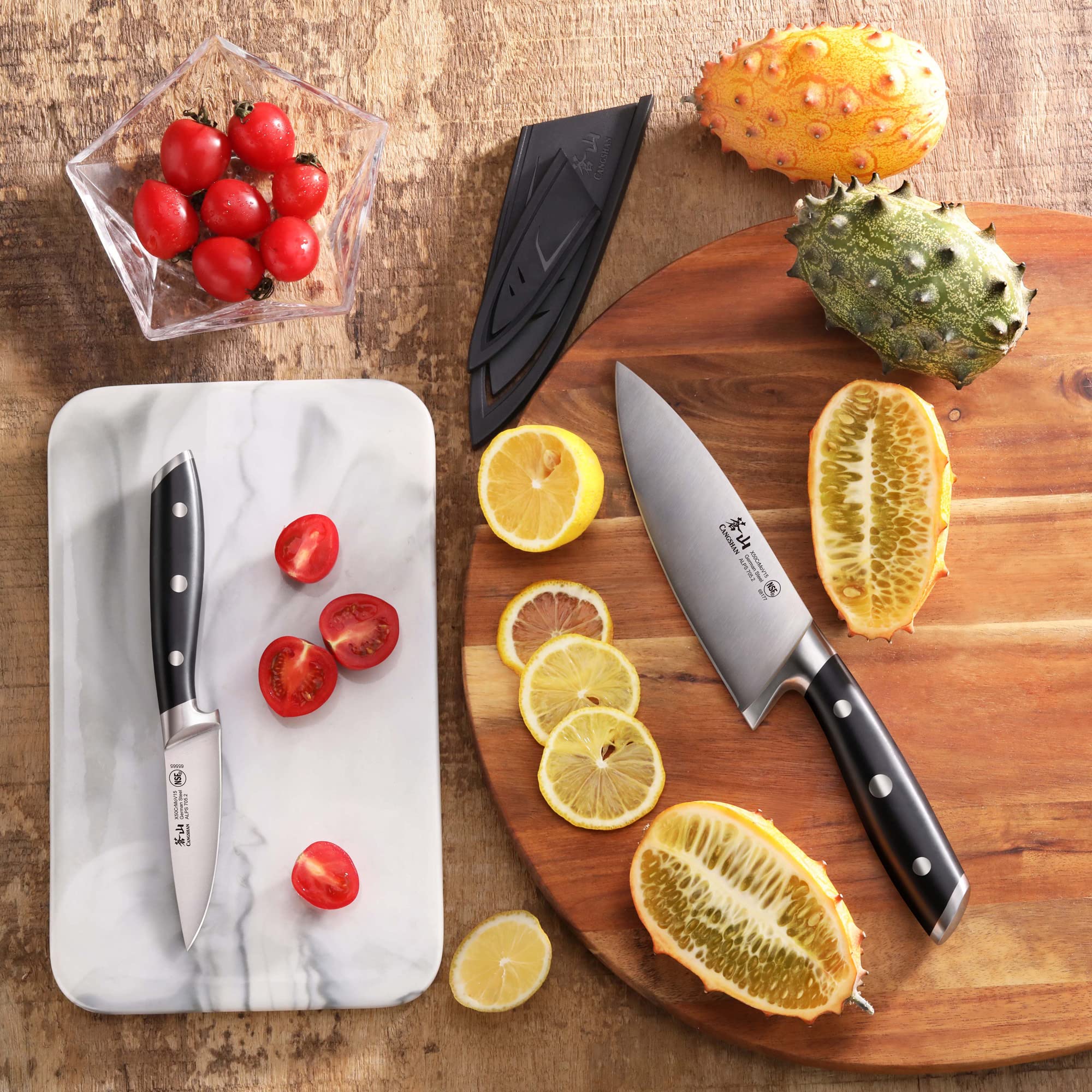 Cangshan ALPS Series 502797 German Steel Forged 2-Piece Starter Set with Sheaths, Black