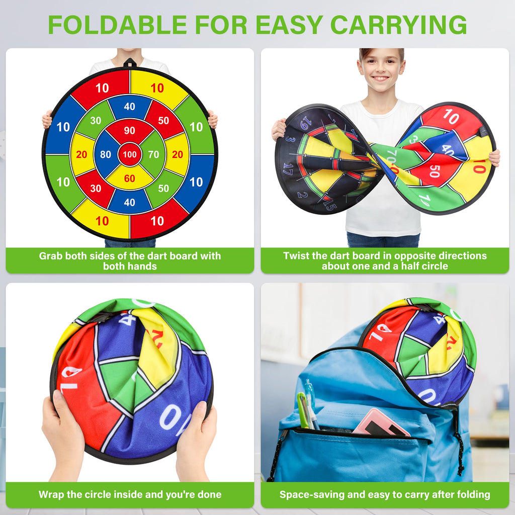 29" Large Dart Board for Kids, Kids Double-Sided Dart Board with Sticky Balls and Darts, Indoor/Outdoor Sport Fun Party Play Game Toys, Gifts for 3 4 5 6 7 8 9 10 11 12 Year Old Boys Girls