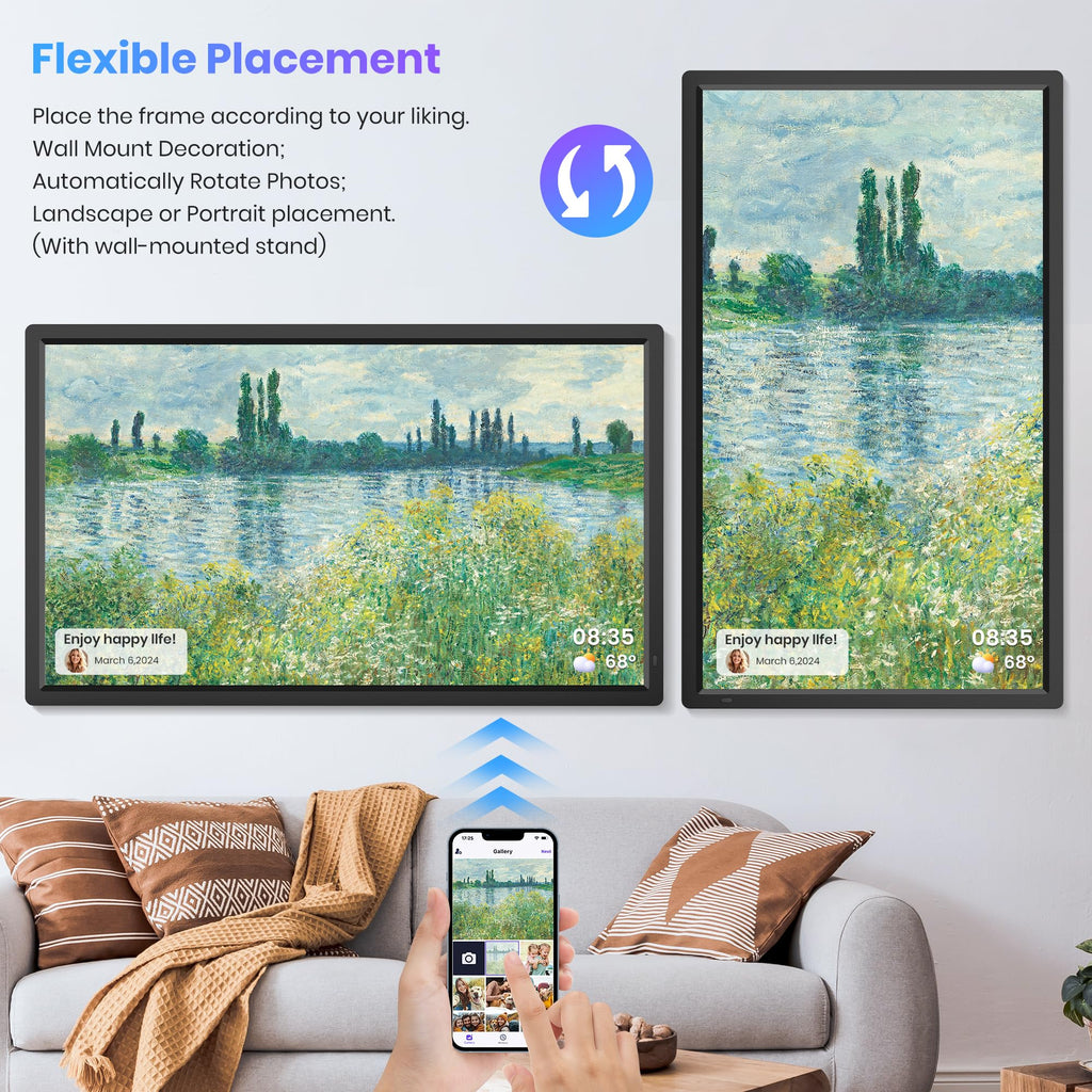 Uhale 32" Extra Large Digital Picture Frame 64GB, WiFi Photo Frames 1920 x 1080 FHD IPS Display with Remote Control, Wall Mounted, Slideshow, Support USB and SD Card, Instantly Share Photos Videos