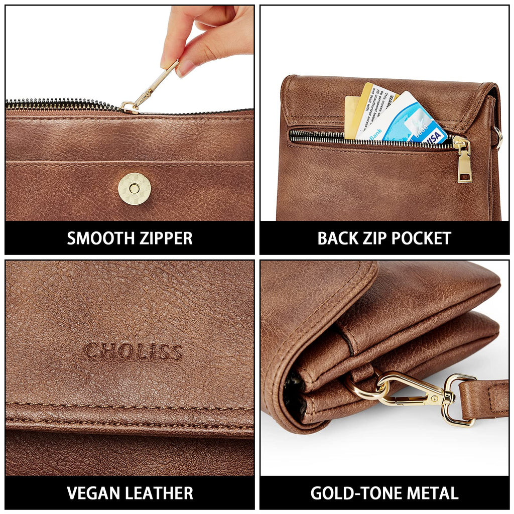 CHOLISS Small Crossbody Bags for Women, Vegan Leather Cell Phone Purse, Mini Travel Purse with Adjustable Strap