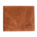 Mens Leather Wallet Bifold with ID Window and RFID Blocking Secure and Durable Extra Capacity Billfold with 11 Credit Cards In Wild Buck Tan