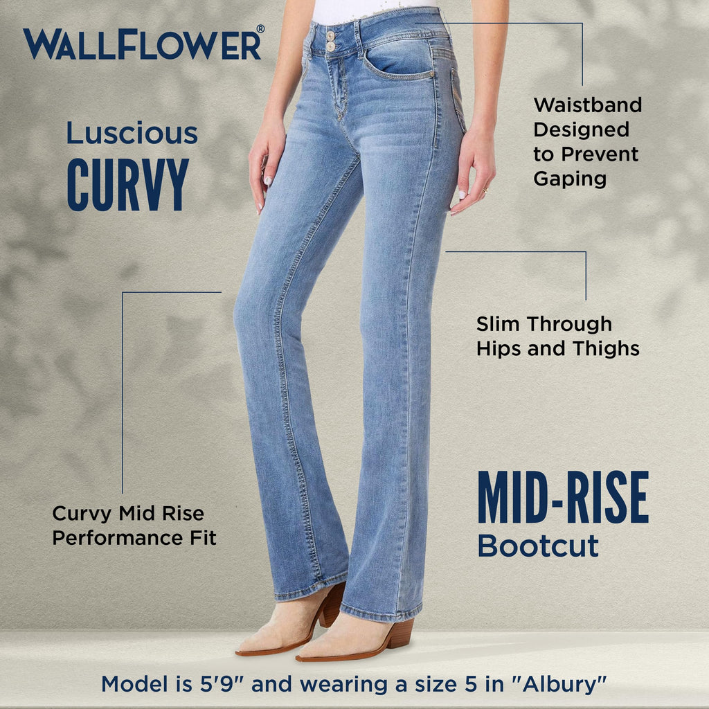 WallFlower Women's InstaStretch Luscious Curvy Bootcut Jeans, Albury, 11