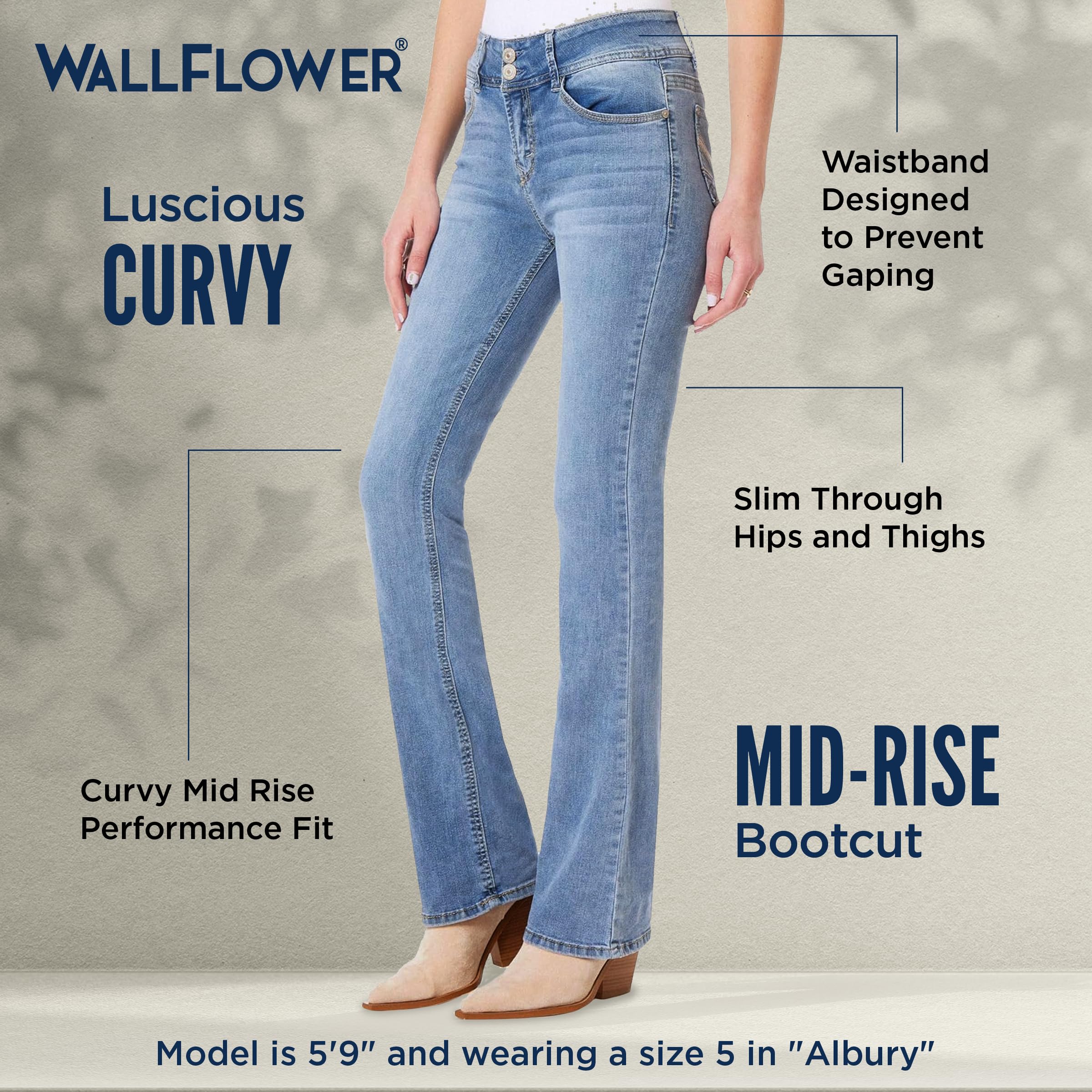 WallFlower Women's InstaStretch Luscious Curvy Bootcut Jeans, Albury, 11