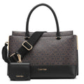 Calvin Klein Bianca Triple Compartment Satchel, Brown/Khaki/Black, One Size