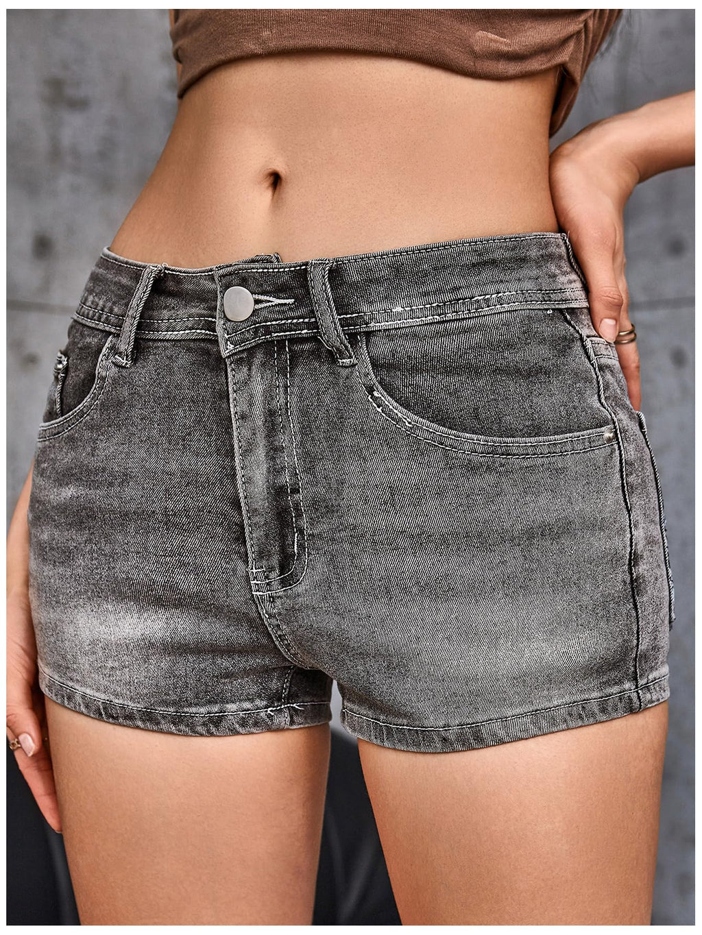 WDIRARA Women's Cross Embroidery Rhinestone Denim Shorts Y2k Grunge Punk Jean Shorts