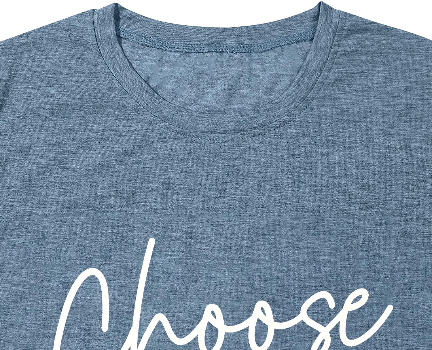 Graphic Tees for Women Choose Happy Letter Print Shirts Sunflower Women T Shirt Inspirational Short Sleeve Casual Tops Blue-XXL